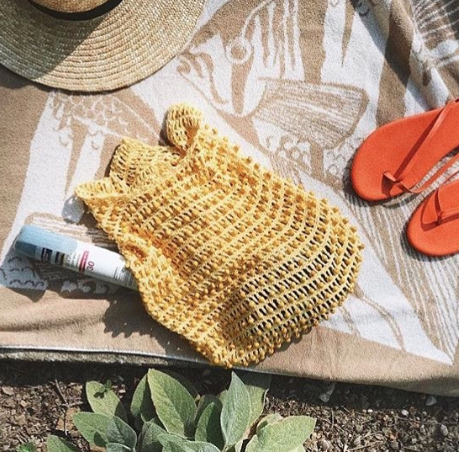 Karma Wooden Beads Crochet Bag in Pale Yellow by BrunnaCo