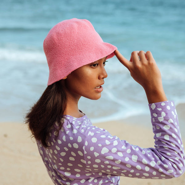 FLORETTE Crochet Bucket Hat In Pink by BrunnaCo