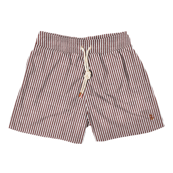 Seersucker - Short de bain rouge brique par Retromarine New York