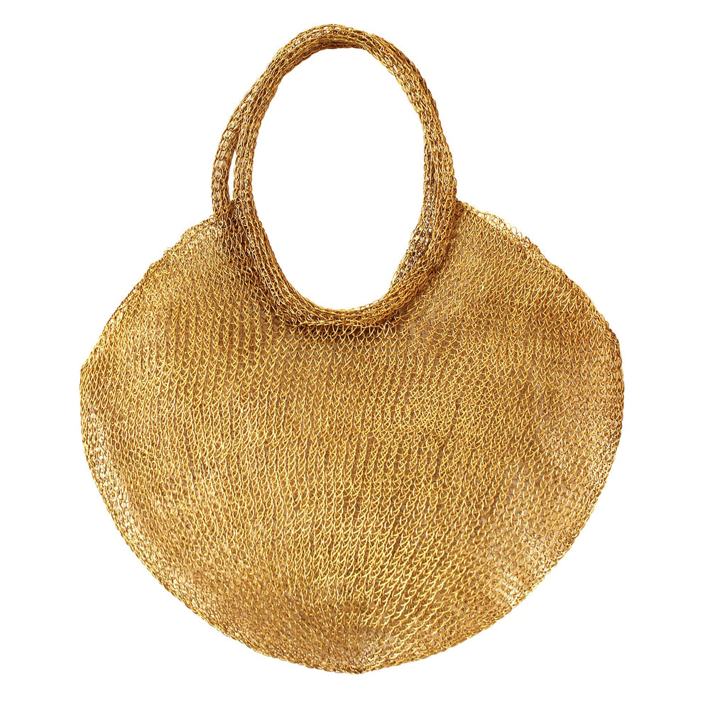 Bolso tote de alambre de malla SOL en oro oscuro de BrunnaCo