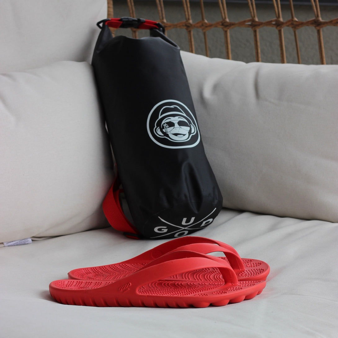 GUDO's Flip Flops & Mini Drybag - FIRE RED - GUDO WORLD